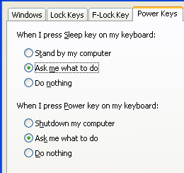 Disable Sleep key, turn Power key off